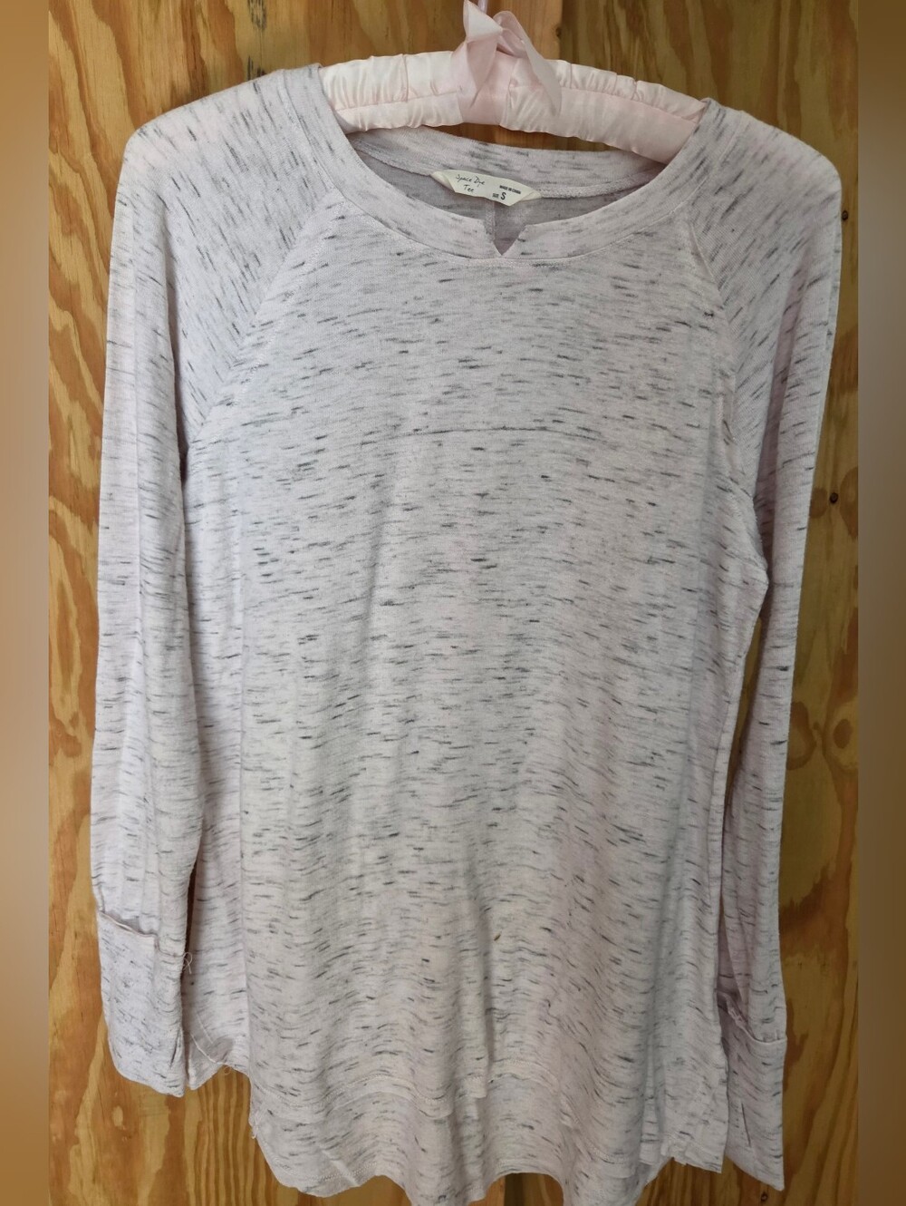 Spring Mercer Pink Space Dye Raglan Tee Long Sleeve Top Small